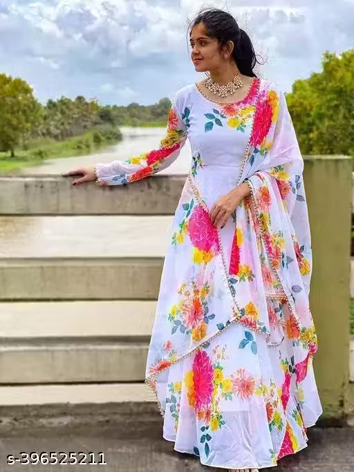 FORAM HEAVY GEORJET DIGITAL PRINT STYLIST KURTI WITH DUPATTA